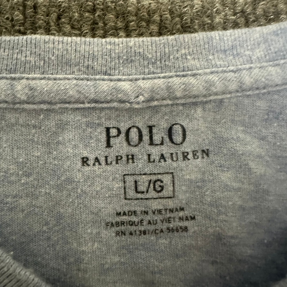 Polo Ralph Lauren Mens V-Neck T-Shirt Light Blue Heathered Size Large - Picture 2 of 5